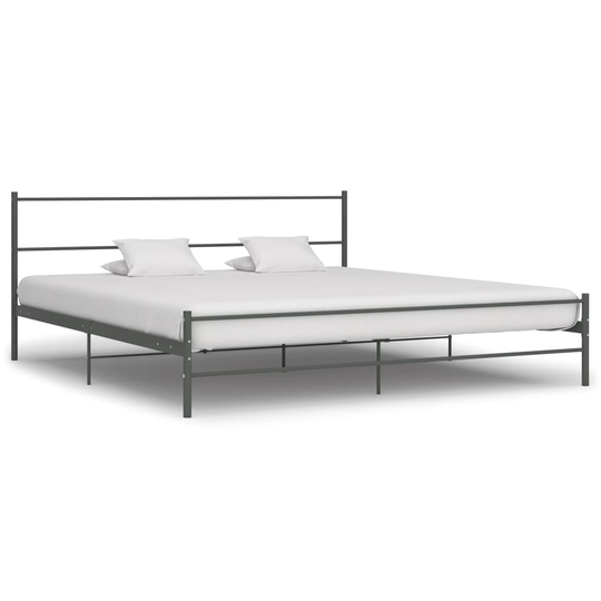 vidaXL Sängynrunko harmaa metalli 200x200 cm