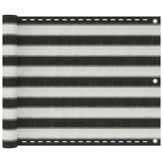 vidaXL Parvekkeen suoja HDPE 75x300 cm antrasiitti ja valkoinen