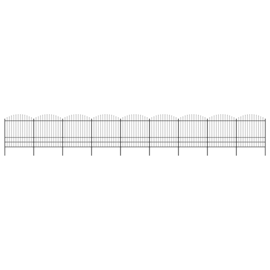 vidaXL Puutarha-aita keihäskärjillä teräs (1,75-2)x15,3 m musta