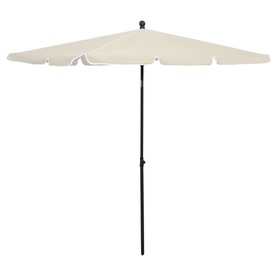 vidaXL Puutarhan aurinkovarjo tangolla 210x140 cm hiekka