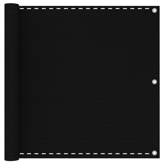 vidaXL Parvekkeen suoja musta 90x300 cm HDPE