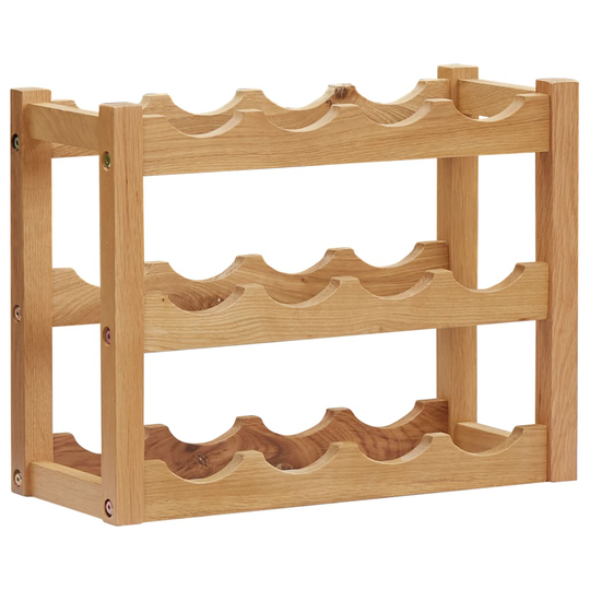 vidaXL Viinipulloteline 12 pullolle 47x21x36 cm täysi tammi
