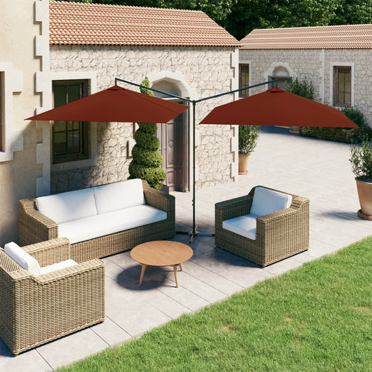 vidaXL Tupla-aurinkovarjo terästanko terrakotta 600x300 cm
